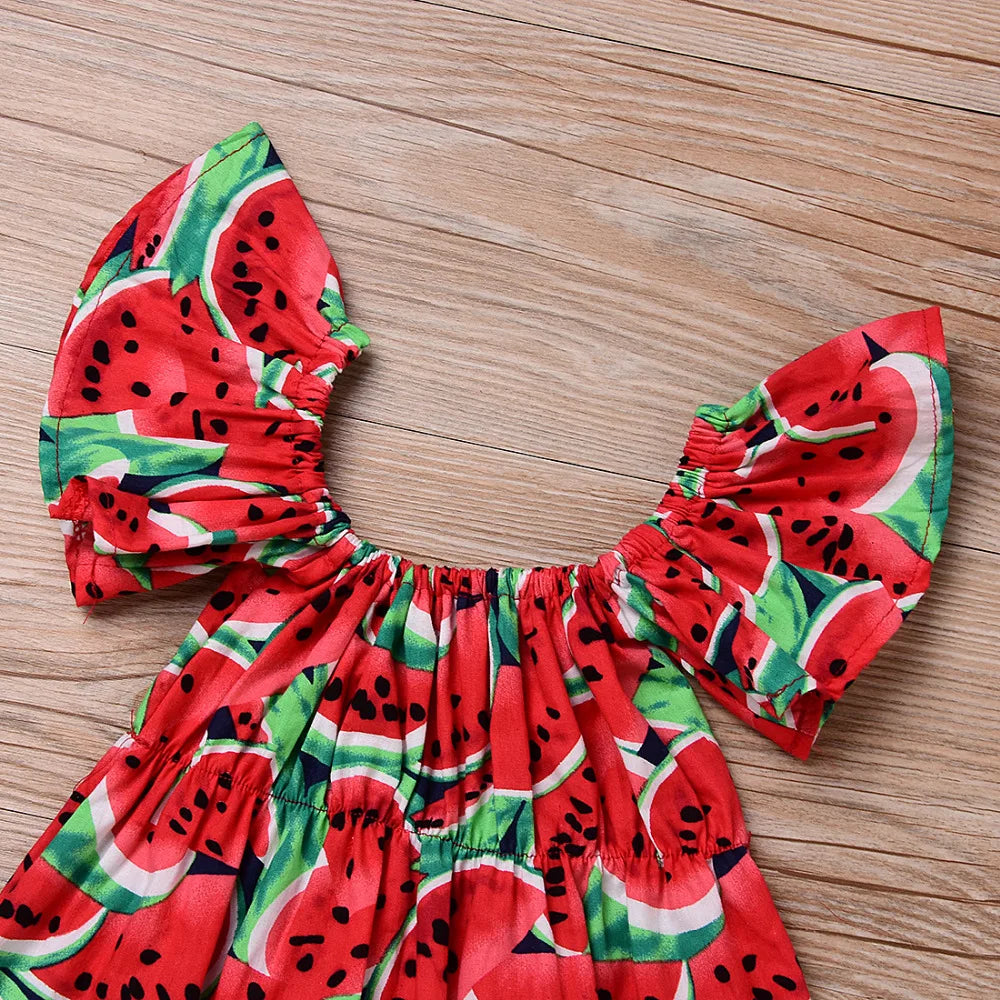 New Infant Toddler Newborn Baby Girls Watermelon Printed Sleeveless Bodysuit Sunsuit Jumpsuit Casual Clothes